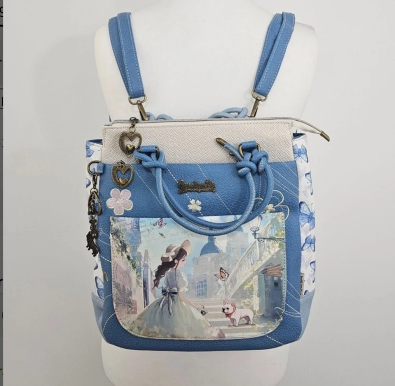 Espectacular mochila bolso vintage dressing Sweet Candy azul